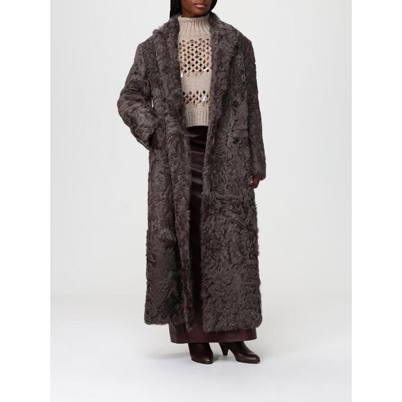 Brunello Cucinelli Fur Coat Woman Brown - Picture 2 of 4